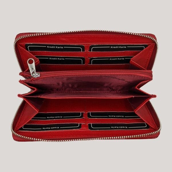 Moteriška odinė piniginė-delninė Jennifer Jones - raudona (2)