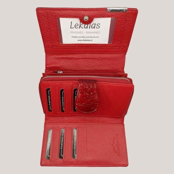 Odinė piniginė moterims Jennifer Jones - raudona (3)