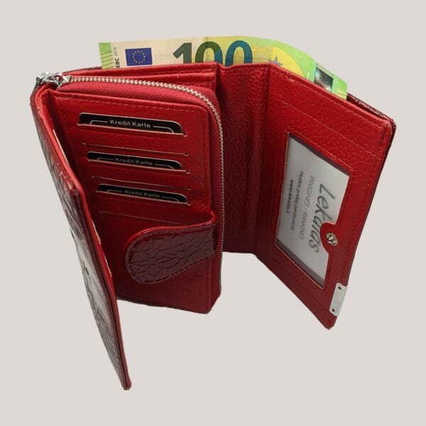 Odinė piniginė moterims Jennifer Jones - raudona (5)