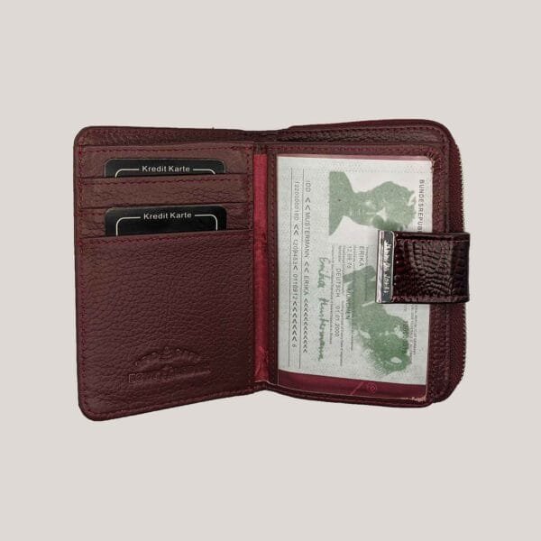 Maža moteriška odinė piniginė Jennifer Jones - bordo (2)