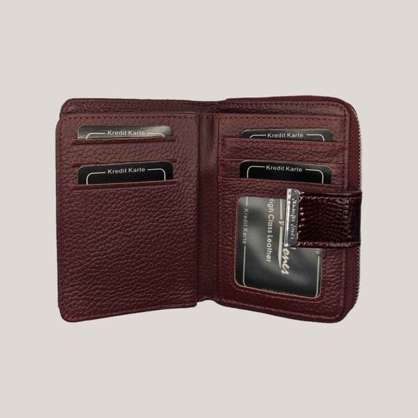 Maža moteriška odinė piniginė Jennifer Jones - bordo (3)