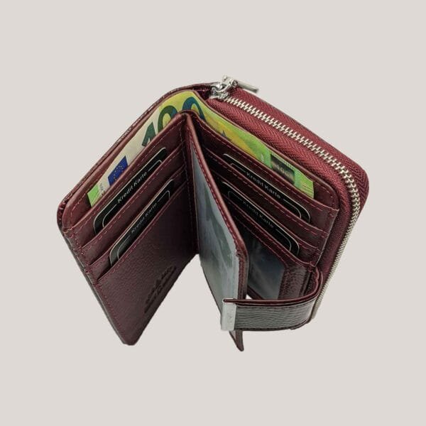 Maža moteriška odinė piniginė Jennifer Jones - bordo (5)