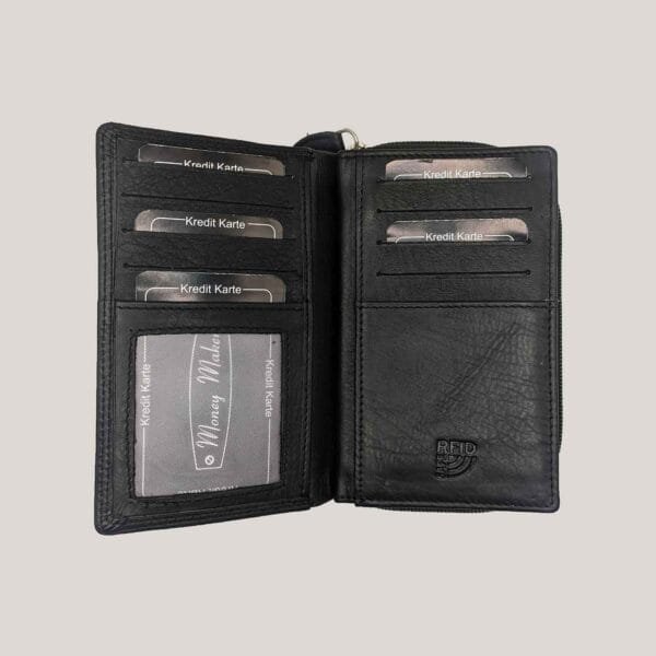 Moteriška odinė piniginė Money Maker juoda (3)