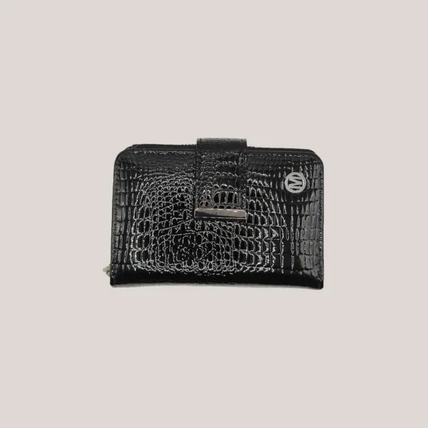 Women's eco leather wallet with magnet black