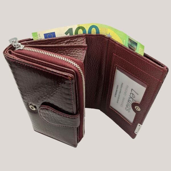 Odinė piniginė moterims Jennifer Jones - bordo (5)