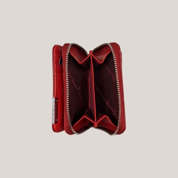 Maža odinė piniginė Jennifer Jones - raudona (3)