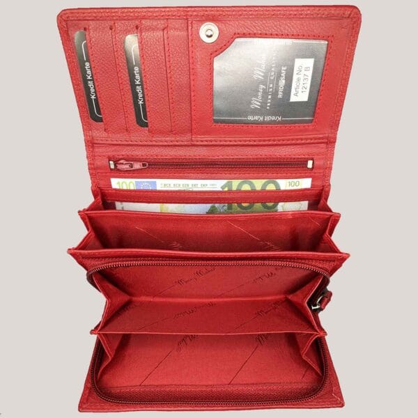 Moteriška odinė piniginė Money Maker - raudona (3)