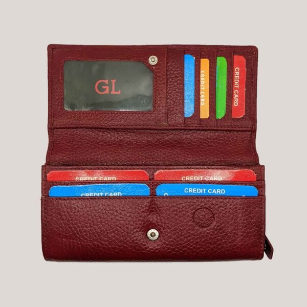 Klasikinė moteriška odinė piniginė GL - bordo (2)