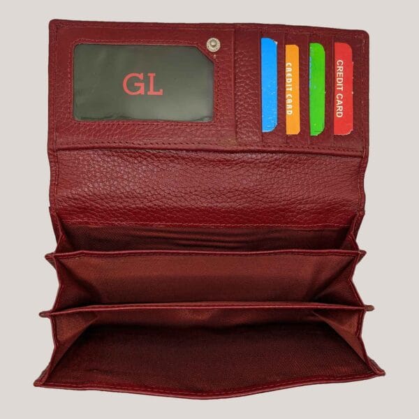 Klasikinė moteriška odinė piniginė GL - bordo (3)