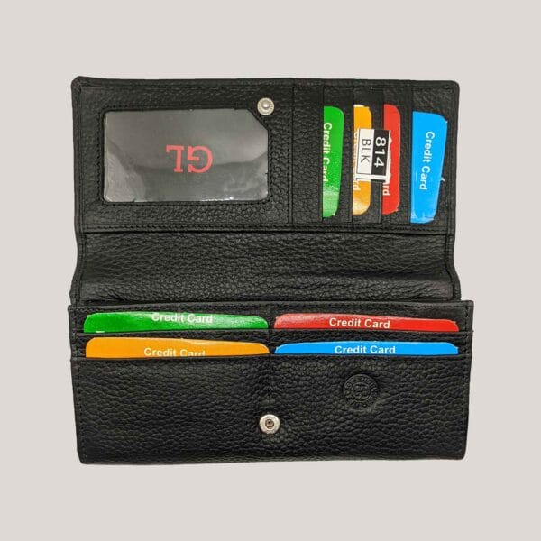 Klasikinė moteriška odinė piniginė GL - juoda (2) Klasikinė moteriška odinė piniginė GL - juoda (2)