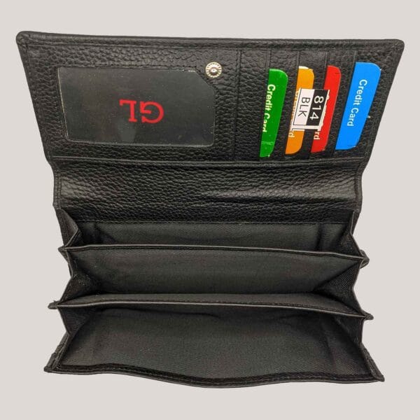 Klasikinė moteriška odinė piniginė GL - juoda (3) Klasikinė moteriška odinė piniginė GL - juoda (3)