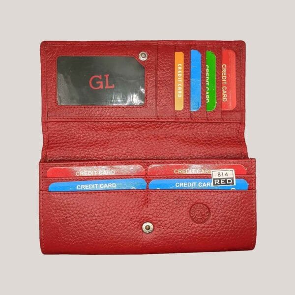 Klasikinė moteriška odinė piniginė GL - raudona (2)