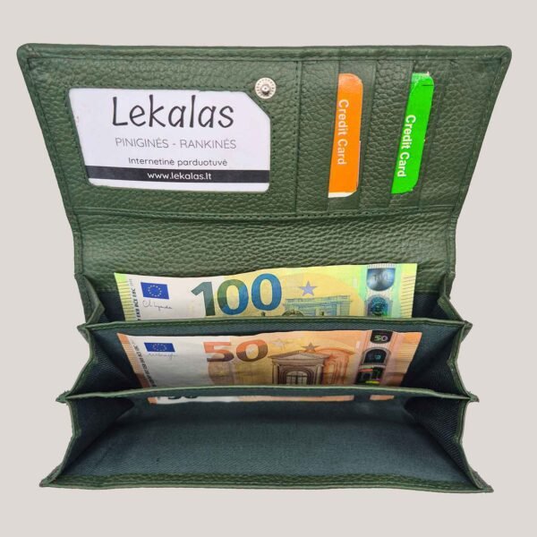 Klasikinė moteriška odinė piniginė GL - žalia (3)