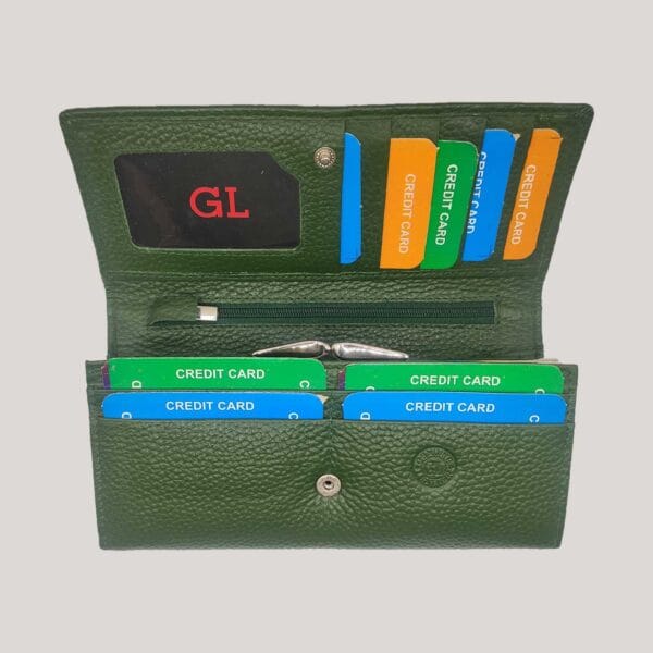 Didelė moteriška odinė piniginė GL - žalia (2) Didelė moteriška odinė piniginė GL - žalia (2)