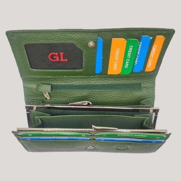 Didelė moteriška odinė piniginė GL - žalia (4) Didelė moteriška odinė piniginė GL - žalia (4)