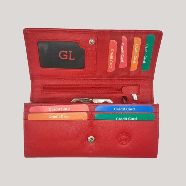Didelė moteriška odinė piniginė GL - raudona (2) Didelė moteriška odinė piniginė GL - raudona (2)