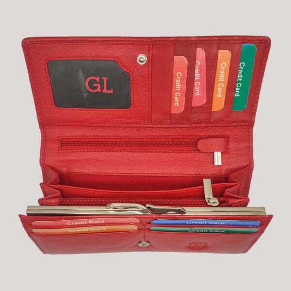 Didelė moteriška odinė piniginė GL - raudona (3) Didelė moteriška odinė piniginė GL - raudona (3)