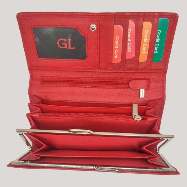 Didelė moteriška odinė piniginė GL - raudona (4) Didelė moteriška odinė piniginė GL - raudona (4)