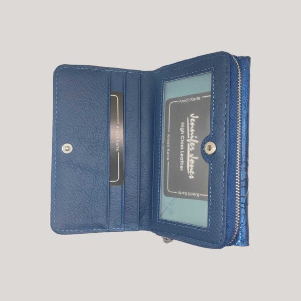 Nedidelė odinė piniginė Jennifer Jones - mėlyna (3) Nedidelė odinė piniginė Jennifer Jones - mėlyna (3)