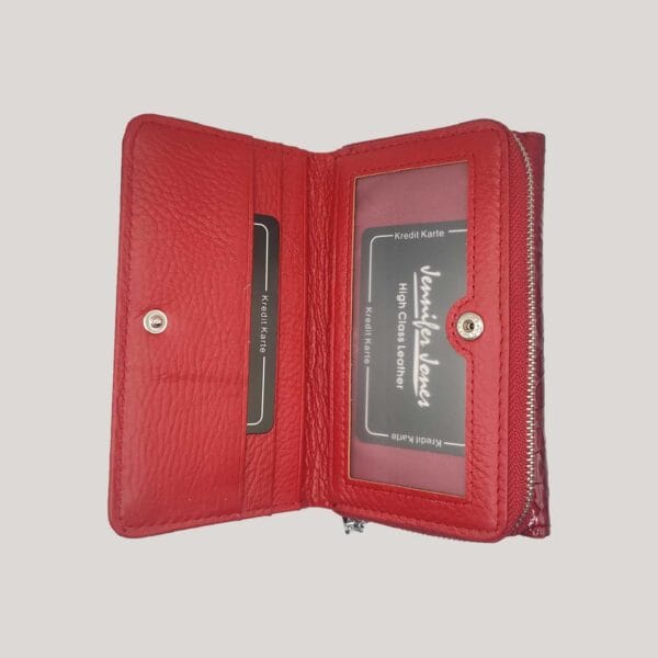 Nedidelė odinė piniginė Jennifer Jones - raudona (3) Nedidelė odinė piniginė Jennifer Jones - raudona (3)