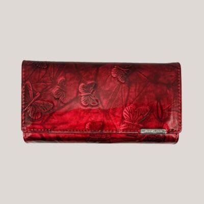 Didelė odinė piniginė Jennifer Jones - raudona