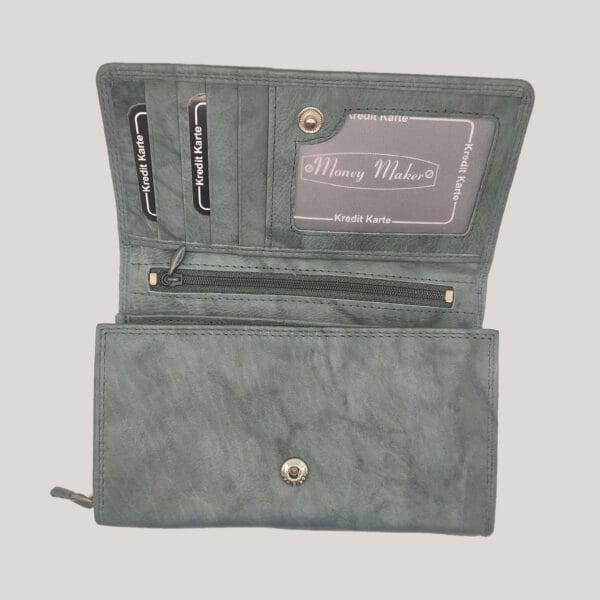 Odinė piniginė moterims Money Maker - žalsva (2) Odinė piniginė moterims Money Maker - žalsva (2)