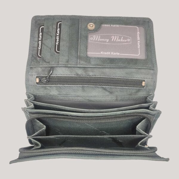 Odinė piniginė moterims Money Maker - žalsva (3) Odinė piniginė moterims Money Maker - žalsva (3)