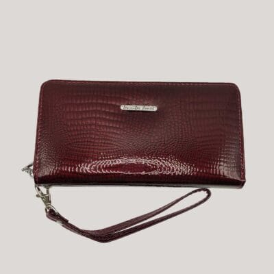Odinė piniginė su rankenėle Jennifer Jones - bordo