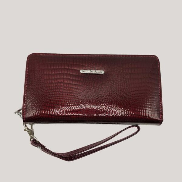 Odinė piniginė su rankenėle Jennifer Jones - bordo
