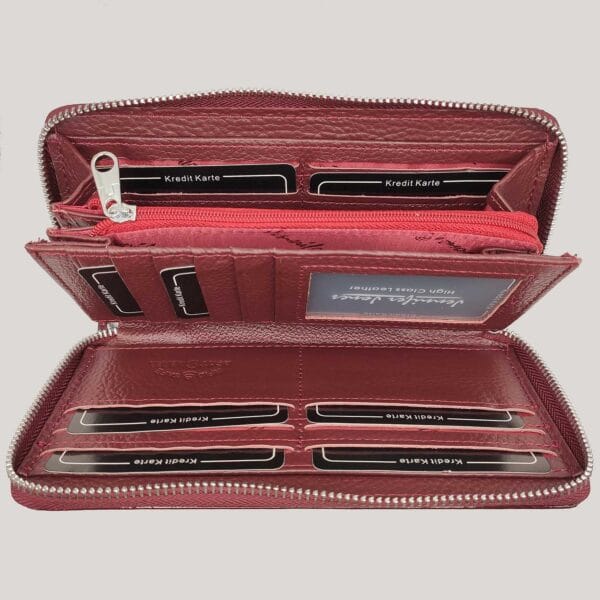 Odinė piniginė su rankenėle Jennifer Jones - bordo (2)