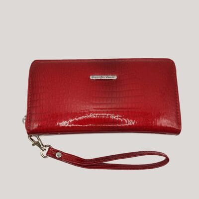 Odinė piniginė su rankenėle Jennifer Jones - raudona
