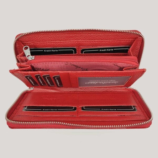 Odinė piniginė su rankenėle Jennifer Jones - raudona (2)