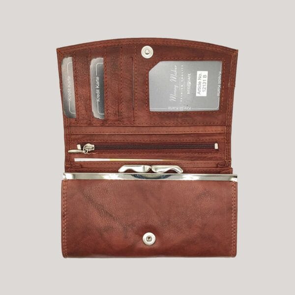 Klasikinė odinė piniginė Money Maker - ruda (2)