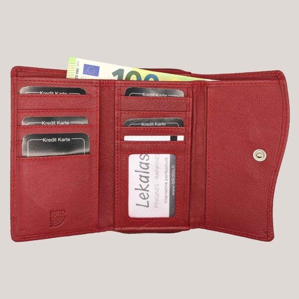 Moteriška odinė piniginė Money Maker - raudona (2)