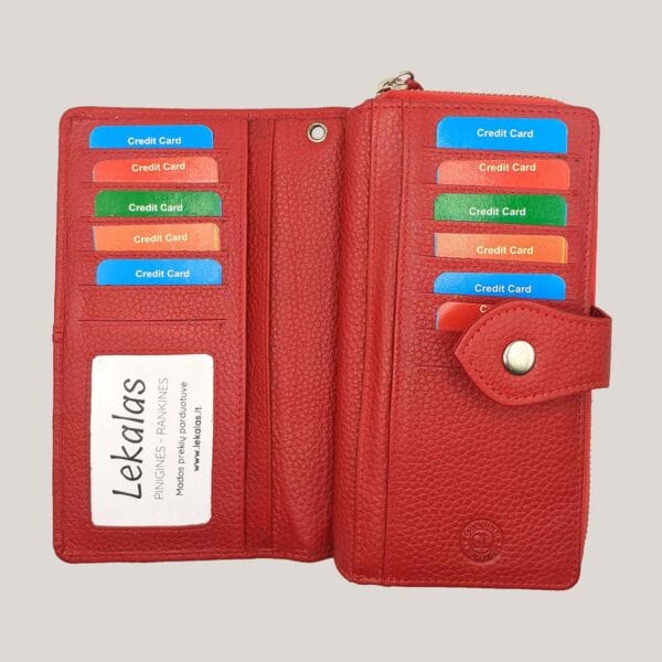 Talpi odinė piniginė-delninė GL - raudona (2) Talpi odinė piniginė-delninė GL - raudona (2)