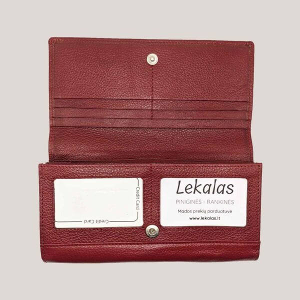 Didelė odinė piniginė moterims GL - bordo (2)