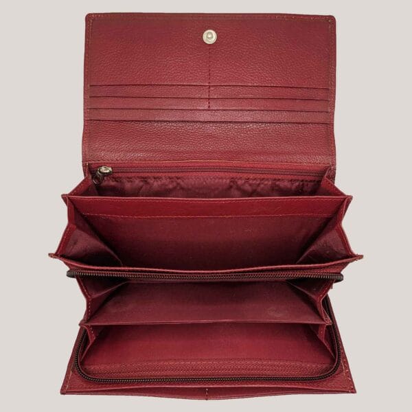 Didelė odinė piniginė moterims GL - bordo (3)