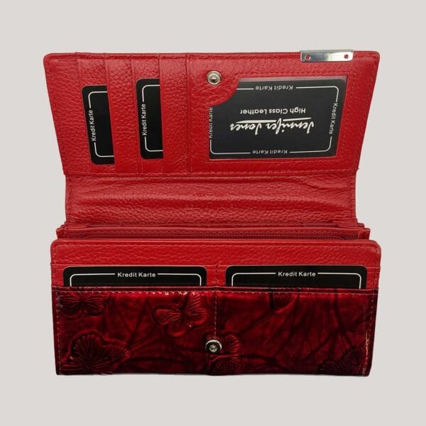 Klasikinė moteriška odinė piniginė Jennifer Jones - raudona (2) Klasikinė moteriška odinė piniginė Jennifer Jones - raudona (2)