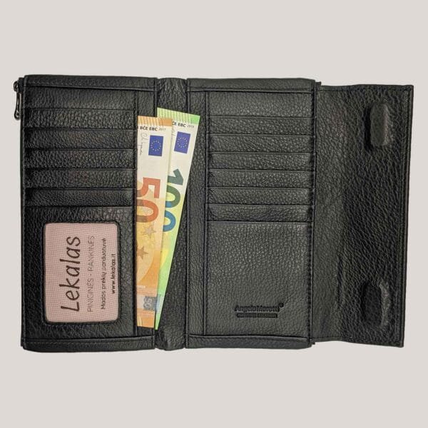 Talpi odinė piniginė Angela Moretti - juoda (2)