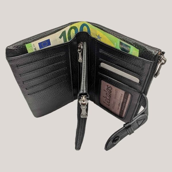 Odinė piniginė Angela Moretti - juoda (6)