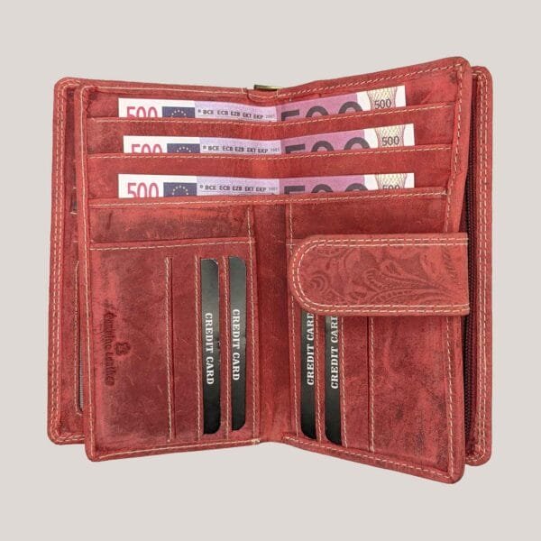 Talpi moteriška odinė piniginė Dariya - raudona (3)