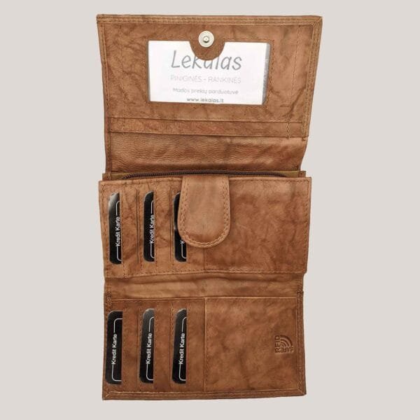 Moteriška odinė piniginė Money Maker - šviesiai ruda (3)