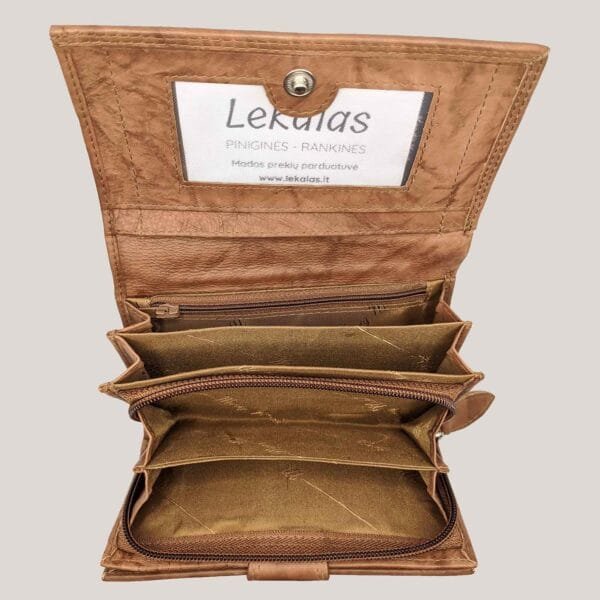 Moteriška odinė piniginė Money Maker - šviesiai ruda (4)