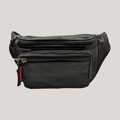 Vyriška odinė rankinė ant juosmens GL - juoda