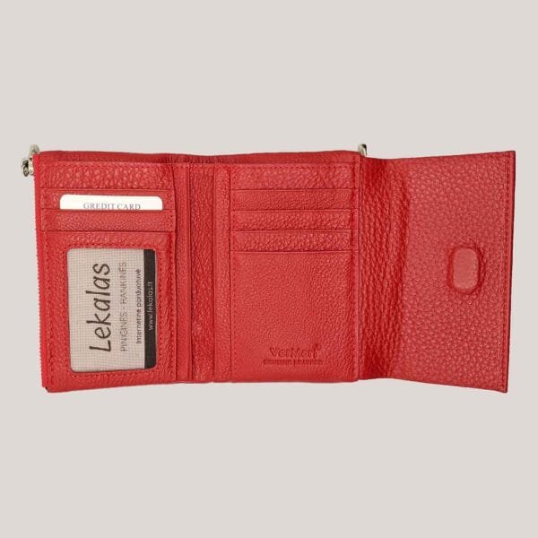 Nedidelė odinė piniginė Vermari - raudona (2)