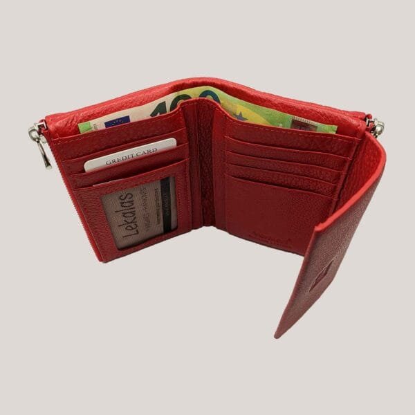 Nedidelė odinė piniginė Vermari - raudona (5)