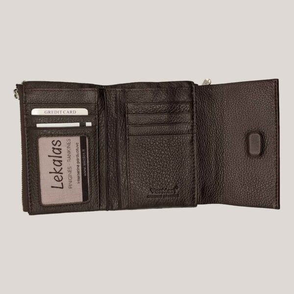 Nedidelė odinė piniginė Vermari - ruda (2)