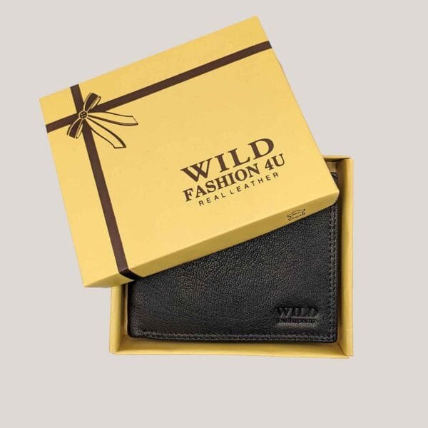 Vyriška odinė piniginė Wild - juoda (7)