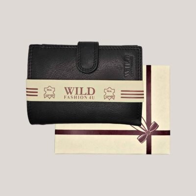 Ietilpīgs vīriešu ādas maks Wild - melns